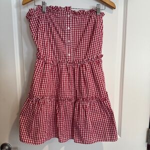 Endless Rose Strapless red gingham dress - size large